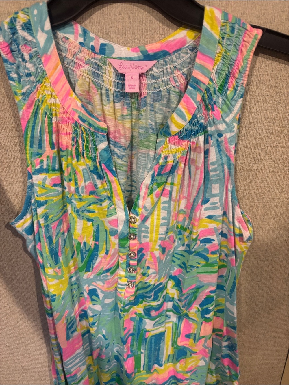 Lilly Pulitzer Multicolor Sleeveless Printed Tank - Blue, Pink, Green, Yellow